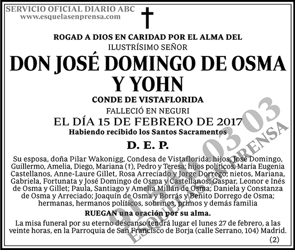 José Domingo de Osma y Yohn